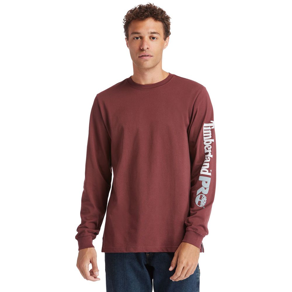 Camisetas Masculino - Timberland Pro® Logo Sleeve Base Plate Wicking - JRTUB7618 - Bordeaux